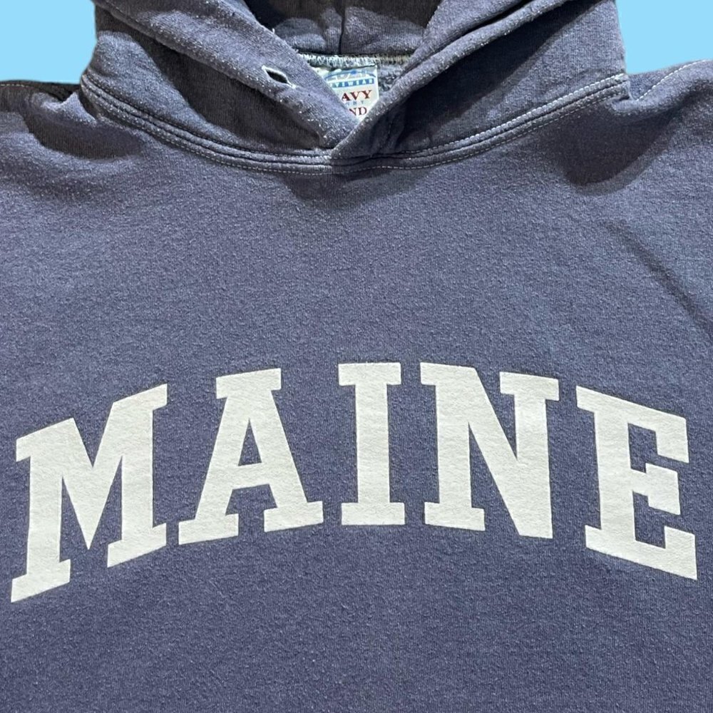 Mens Vintage Maine hoodie sweatshirt Spellout men’s XL - Picture 3 of 7